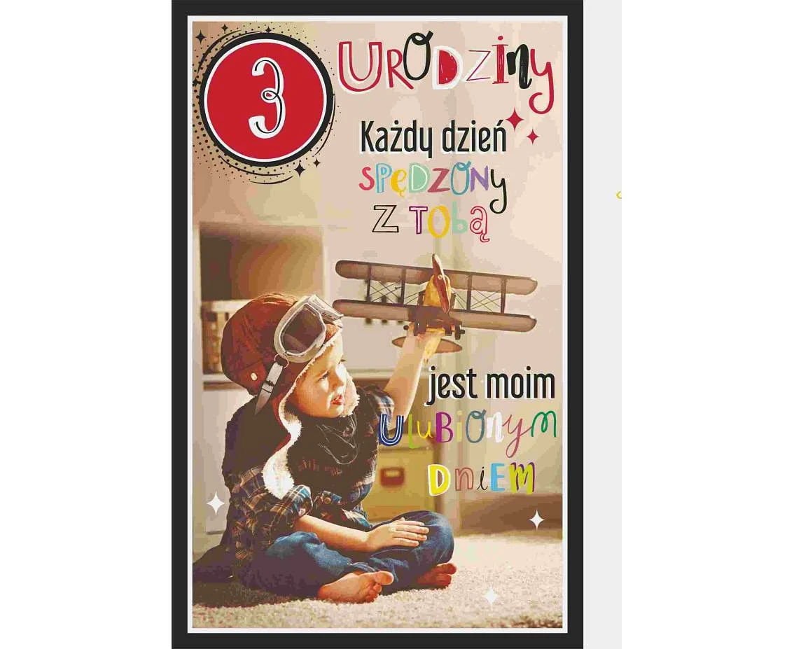 Birthday Card 3rd Birthday, Boy with plane, 13x20,5 cm